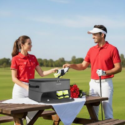 YOREPEK 2 Layer Golf Trunk Organizer, Golf Gifts for Men with Separate Ventilated Compartment for 2 Pair Shoes, Waterproof Car Trunk Locker for Balls, Tees, Clothes, Gloves, Gifts for Golfers - Image 2