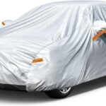 GUNHYI 6 Layers Sedan Car Cover Waterproof All Weather, 100% Waterproof Outdoor Car Covers Full Exterior Covers for Automobiles Sedan Hatch SUV Rain Sun UV Dust Protection. Size A5 (See Size Chart)