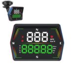 Car HUD Heads Up Display Digital GPS Speedometer LED Display MPH Speed Compass Overspeed Alarm Fatigued Driving Reminder, Plug & Play for All Vehicles