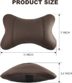 2 Pack Car Neck Pillow PU Leather Automotive Headrest Pillow for Car Support Neck Pain Relief Universal Car Pillow (Brown) - Image 2