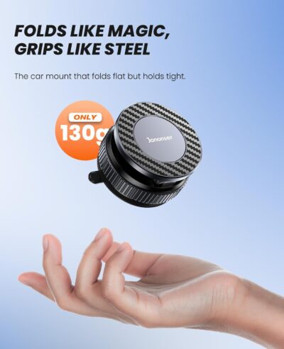 Suction Phone Mount for Car Dashboard/Windshield - 360°Adjustable Magnetic Phone Holder for Car, Foldable Car Phone Holder for iPhone 17/16/15/14/13/12 Series (Carbon Fiber & Aluminum Alloy) - Image 7