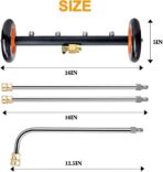 EVEAGE 2-in-1 Undercarriage Pressure Washer Attachment, 16" Pressure Washer Water Broom, 3 Extension Wands Wash Mitt, Reversible Undercarriage Cleaner, 4000 PSI - Image 7