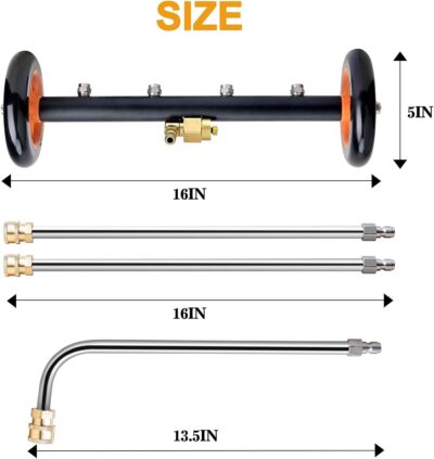 EVEAGE 2-in-1 Undercarriage Pressure Washer Attachment, 16" Pressure Washer Water Broom, 3 Extension Wands Wash Mitt, Reversible Undercarriage Cleaner, 4000 PSI - Image 7