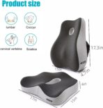 Seat Cushion and Lumbar Support Pillow for Office Chair, High-Elastic Memory Foam Car Chair Cushions, 4.7" Extra Thick Back Support for Long Sitting, Breathable Washable Cover（color blocking） - Image 2