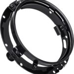 7" LED Headlight Ring Mounting Bracket - Round Adapter Bracket Motor - Fits for Harley Street Glide Road King Electra Glide Motorcycle Head Light Mount (Black, 7")
