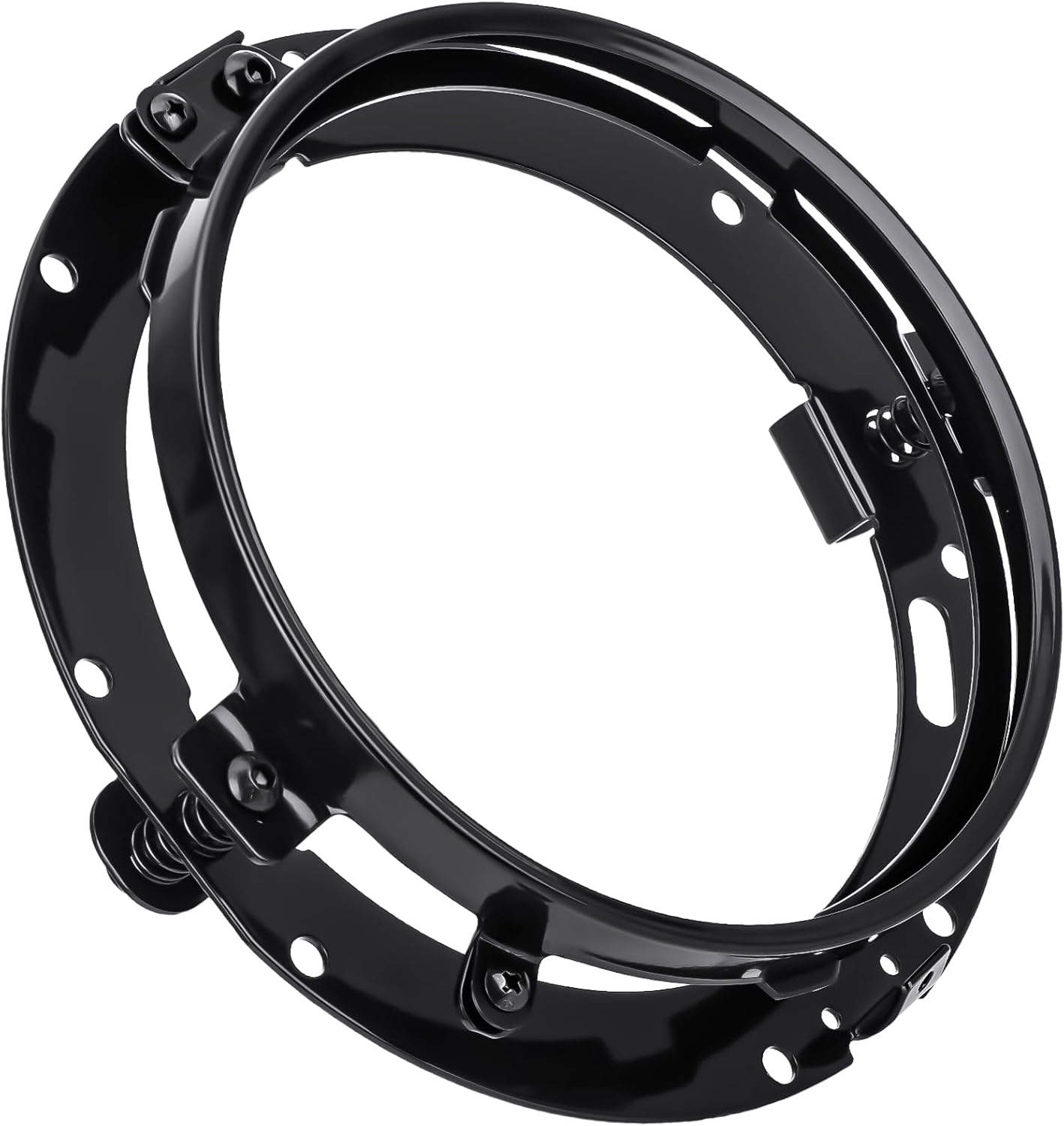 61jBoaeqY4L._AC_SL1500_.jpg 7" LED Headlight Ring Mounting Bracket - Round Adapter Bracket Motor - Fits for Harley Street Glide Road King Electra Glide Motorcycle Head Light Mount (Black, 7") - Image 1