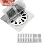 Disposable Hair Drain Stickers, New Upgrade Disposable Floor & Shower Drain Hair Catcher, Shower Drain Protector with Mesh Cover & Square Screen (20)