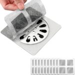 Disposable Hair Drain Stickers, New Upgrade Disposable Floor & Shower Drain Hair Catcher, Shower Drain Protector with Mesh Cover & Square Screen (20)