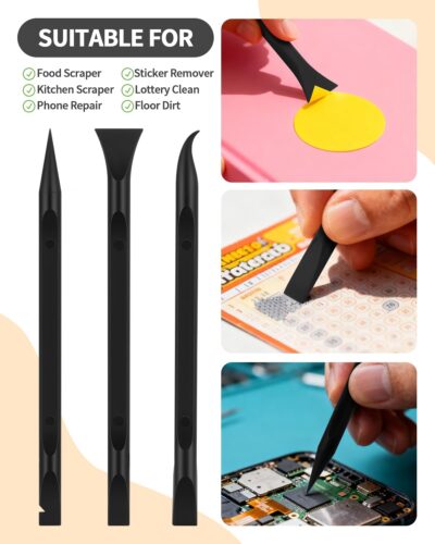 12 PCS Carbon Fiber Plastic Scrapers Tool, Non-Scratch Scraper Tool for Tight Spaces, Multi-Purpose Label Scraper Pen-Shaped, for Car Cleaning Supplies, Kitchen, Crevices, Stains (Black) - Image 7
