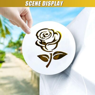 3D Rose Car Sticker Decal, Waterproof PVC Auto Bumper Stickers, 3.9'' × 3.1'' Cute Flower Car Window Decals, Vehicle Exterior Decoration Accessories for Wall, Mirror, Laptop (Gold) - Image 5