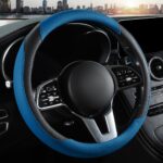 Car Steering Wheel Cover, Microfiber Leather Steering Wheel Cover Universal Fit 14.5-15 inch Anti-Slip Comfortable Breathable Car Wheel Protector for Men Women,Blue