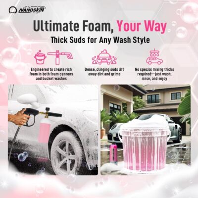 Nanoskin WASH N' WAX with Carnauba 5 gallons - Cleans & Shines in One Step | Works with Foam Cannon, Foam Gun, Bucket Washes, Pressure Washer | Carnauba Wax Protection for Cars - Image 3