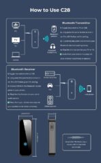 C28 Bluetooth 5.0 Transmitter Receiver, 2-in-1 Wireless 3.5mm Aux Adapter for Old Car Stereo, TV, Record Player, Headphones & Speakers – Plug & Play, No App Needed - Image 7