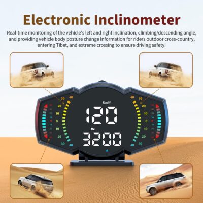 G18 Head Up Display, HUD Display for Cars Windshield, GPS Digital Speedometer MPH for All Cars, Car Compass, Altimeter, Multi-Function Display, Direction, Gradiometer - Image 4