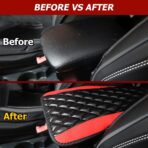 Moly Magnolia Car Center Console Cushion Pad, Universal Leather Waterproof Armrest Seat Box Cover Protector,Comfortable Car Decor Accessories Fit for Most Cars, Vehicles, SUVs (Red) - Image 6