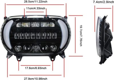 Headlight LED Road Glide Motorcycle, Daytime Running Side Lights for 2015 2016 2017 2018 2019 2020 2021 2022 2023 Headlamp Replacement accessories(Black) - Image 7
