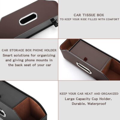 HOLDCY Car Back Seat Organizer with 2 Drink Cup Holder - Tissue Box and Storage Box Hook - Multi-functional Storage - Great for Kids and Travel (Black) - Image 7