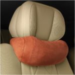 Car Headrest Neck Pillow, Suede Soft Comfortable Vehicle Seat Support Head Rest Pillow Cushion for Driving, Automotive Interior Accessories, Universal for SUV Sedan Truck (Brown)