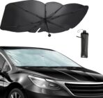 Foldable Windshield Sun Shade Umbrella for Cars,SUVs, MiniTrucks and Vans,Universal Fit Sturdy Frame Sunshade with UV 100% Block & Heat Insulation, Full-Coverage Sunshade 57" x 31.5" inches.