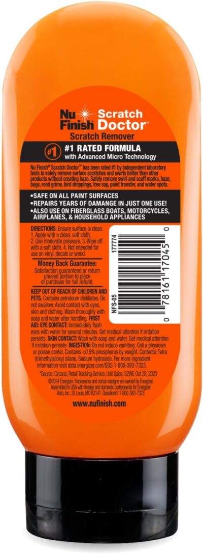Nu Finish Car Scratch Remover, Scratch Removal for Cars Eliminates Paint Scrapes, Scuffs, Haze and Swirls on Cars, Boats and Motorcycles , 6.5 Oz, White - Image 3
