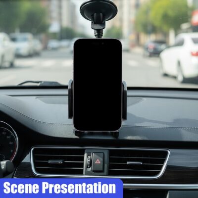 Car Phone Holder Mount, Gooseneck Long Arm Cell Phone Holder, Windshield Window, Dashboard Anti-Shake Handsfree Stand with Strong Suction Cup, Fit for Most Cellphone(Black) - Image 6