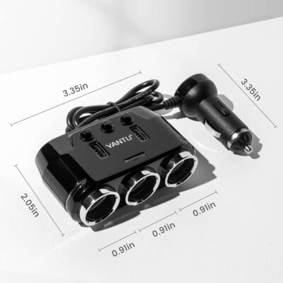 YANTU Cigarette Lighter Adapter & Splitter with 150W 3-Sockets & LED Ambient Lighting, Dual USB Fast Charging Car Outlet 12V, Car Cigarette Lighter Socket Plug Extension for Vehicles - Image 8