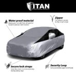 Titan Lightweight Poly 210T Car Cover for Compact Sedans 176-185". Waterproof, UV Protection, Scratch Resistant, Driver-Side Zippered Opening. Fits Corolla, Sentra, Cruz and More. - Image 4