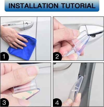 4 PCS Car Door Anti-Collision Strip, Rearview Anti-Impact Sticker, Door Protection Decorative Covers, Door Edge Bumper Guard, Universal Car Side Door Edge Protector (Black) - Image 5