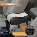 Car Armrest Cushion, Memory Foam Auto Center Console Armrest Pillow Pad with Storage Bag, Breathable Leather Middle Console Protective Pad with Phone Holder Relieve Elbow Pressure (WhiteGray) - Image 6