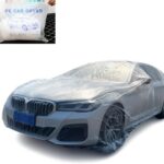 Disposable Car Cover Dirtproof Lightweight PE Clear Car Dust Cover with Elastic Wrap Band Full Exterior Protective Car Covers for Sedan Garage Indoor Car Show Collection Rain Outdoor Keep Clean