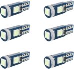 WLJH 6 Pack Ice Blue t5 74 73 37 Instrument Panel Light Bulb 3030 SMD 1.5W Replacement for Car Interior Dome License Plate Lights Lamp