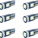 WLJH 6 Pack Ice Blue t5 74 73 37 Instrument Panel Light Bulb 3030 SMD 1.5W Replacement for Car Interior Dome License Plate Lights Lamp