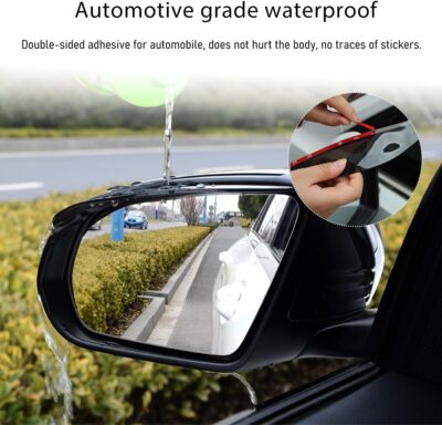 2 PCS Mirror Rain Visor Eyebrow, Waterproof PVC Auto Exterior Rear View Mirror Rain Visor Guard, Rainproof Side Mirror Rain Visor Eyebrow Cover for SUV Truck, Car Accessories (Black) - Image 5