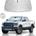 Car Windshield Sun Shade Custom Fit 2010-2026 Dodge RAM 1500 2500 3500 Truck Accessories Sunshade Foldable Sun Visor Protector Front Window Cover Fits 2Dr RegularCab, 4Dr QuadCab, CrewCab, MegaCab