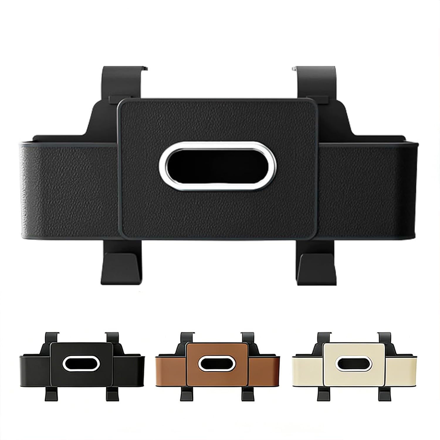 61kzgLr6GtL._AC_SL1500_.jpg UKM 3-in-1 Back Seat Car Organizer, Car Backseat Storage Box with Cup Holder, Tissue Box&Hooks, Multifunctional Waterproof Storage for Hold Phones Drinks Handbags (Black) - Image 1