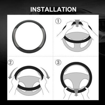 Car Steering Wheel Cover,Microfiber Leather Steering Wheel Cover Universal 14.5-15 inch, Anti-Slip Breathable Auto Wheel Cover Protector for Men Women (Black&Gery) - Image 5