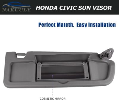 Nakuuly Left Driver and Right Passenger Side Sun Visor Atlas Gray Compatible with Honda Civic 2006 2007 2008 2009 2010 2011 Replaces # 83280-SNA-A01ZA 83230-SNA-A01ZA - Image 4