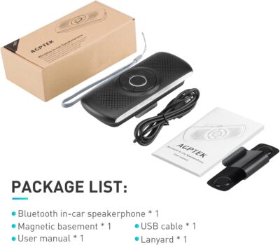 AGPTEK Car Speaker with Bluetooth 5.3, Hands Free Phone Kit for Calls, GPS & Music with TF Card Slot, Instant Connect, Siri Google Assistant Support Wireless Car Visor Clip Speakerphone (Black) - Image 7