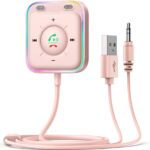 JOYROOM Bluetooth 5.4 Receiver for Car, AUX Bluetooth Car Adapter, 3.5mm Wireless Audio Receiver for Home Stereo/Wired Headphones, Hands-Free Call, Noise Cancelling, Pink