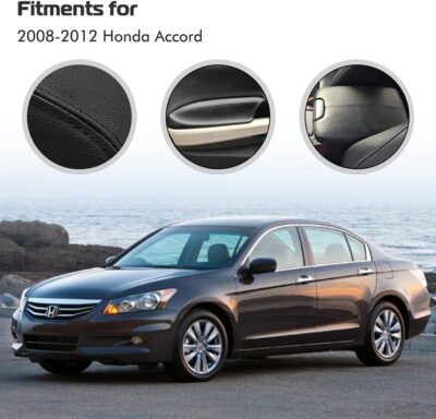 A ABIGAIL Compatible with 2008 2009 2010 2011 2012 Honda Accord Sedan Center Console Armrest Cover & Front Door Panels Armrest (Black) - Image 5