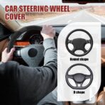 Car Steering Wheel Cover, Steering Wheel Protector, Universal 14.5-15 Inch Microfiber Leather Breathable Auto Steering Wheel Covers, Carbon Fiber Steering Wheel Cover for Women Men (Black) - Image 3