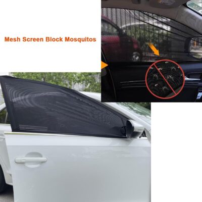 2Pack Front Car Window Screen Mesh Cover up to 40", Sunshade Anti-UV Rays, Privacy Shade Car Camping Net for Ventilation - Image 4