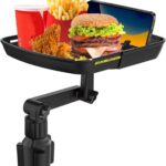 Larger Cup Holder Tray, 10 inch Car Food Tray for Eating, Detachable 3 in 1 Car Cup Holder Expander and 360° Rotating Car Cup Holder Tray Table with Phone Holder, Road Trip Essentials
