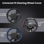 Carbon Fiber Steering Wheel Cover 3PCS Set – Anti-Slip, Scratch-Resistant, Universal Fit for 14–16 Inch Wheels – Interior Car Accessories for Cars, SUVs, Trucks (Blue) - Image 5