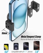 Rearview Mirror Phone Holder for Car - [Metal Arm Clip] Cell Phone Holders for Your Car Mount Automobile Hands Free Cradle Rear View Mirror for iPhone Air 17 16 15 14 13 Pro Max, Galaxy, 4-7" Phones - Image 7