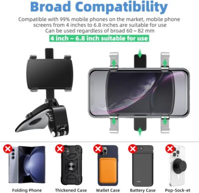 FONKEN Car Phone Mount, 360 Degree Rotation Dashboard Clip Mount, Compatible with iPhone 11/12 Pro Max XS Max XR 8 8Plus 7 Samsung Galaxy S10 S9 S8 LG and More - Image 6