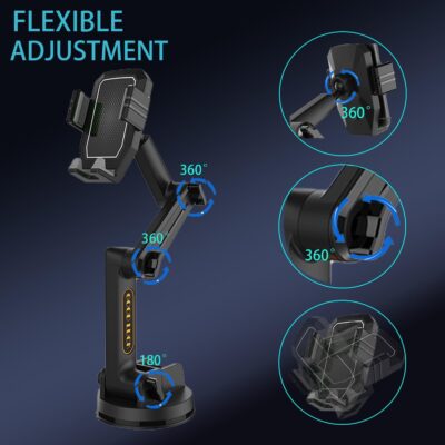 Topsolar Phone Mount for Truck Phone Holder for Truck - Heavy Duty Super Suction Cup, Mobile Device Holder Dashboard Window 16.9 inch Long Arm & Stable, iPhone & Samsung Compatible, Semi Trucker - Image 4