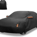 X AUTOHAUX Car Cover for Honda Civic Sedan/Coupe 210D-PU Outdoor Full Car Cover All Weather with Door Zipper for Waterproof Windproof Sun Rain Snow Protection