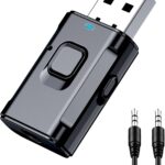USB Bluetooth Adapter for Car, Bluetooth Transmitter Receiver for TV, Stereo, Headphone, PC, TSNAM 3.5mm AUX Wireless Audio Adapter, Plug & Play