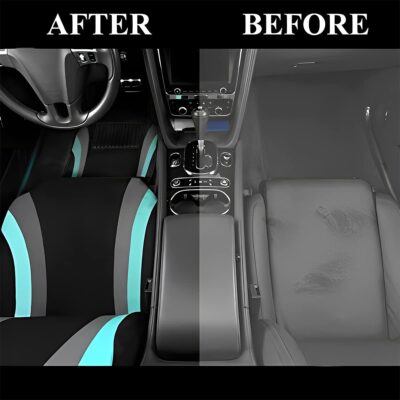 AUCELI Car Seat Covers Full Set, Breathable Front and Rear Seat Covers with 2mm Composite Sponge Inside, Premium Cloth Automotive Seat Cushion Protectors Covers for Most Cars (Green) - Image 5